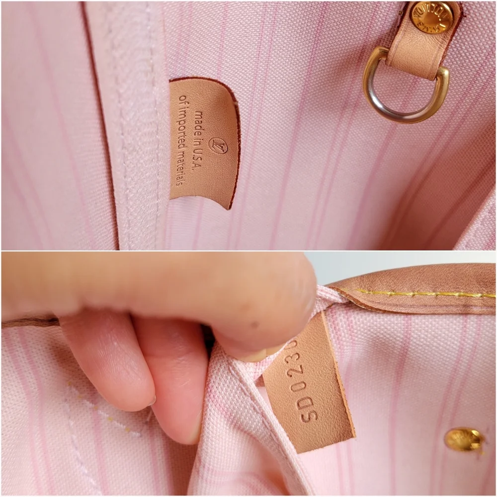 💕BEAUTIFUL Louis Vuitton Tote Bag Neverfull MM Damier AZUR "Rose Ballerine - Picture 12 of 16